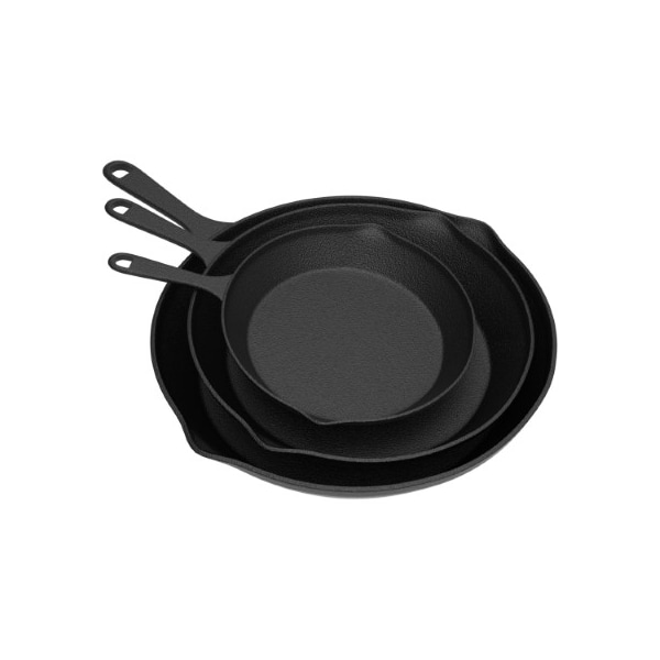Hastings Home Set of 3 Frying Pans Cast Iron Pre-Seasoned Nonstick Skillets in 10", 8", 6"- Kitchen Cookware 997642PQH - main